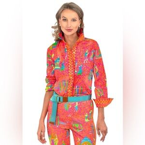 Gretchen Scott Boyfriend Shirt - Palanquin Party - Pink